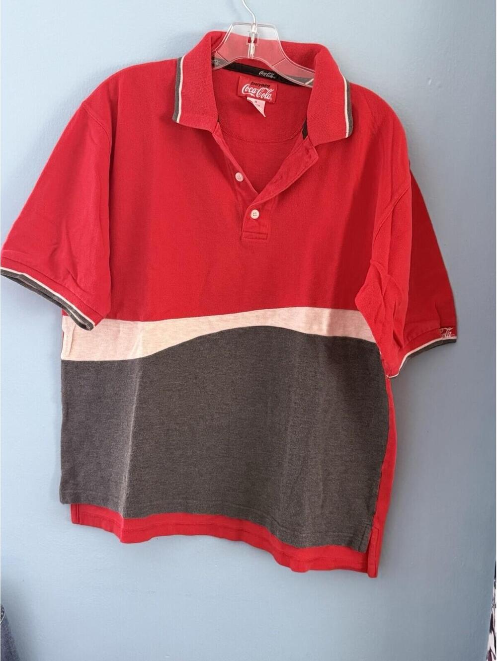 Vtg Coca Cola Men's Red Medium Short Sleeve , Made In Hong Kong , Ok Condition